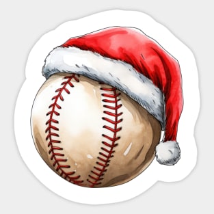 Christmas Baseball in Santa Hat Sticker